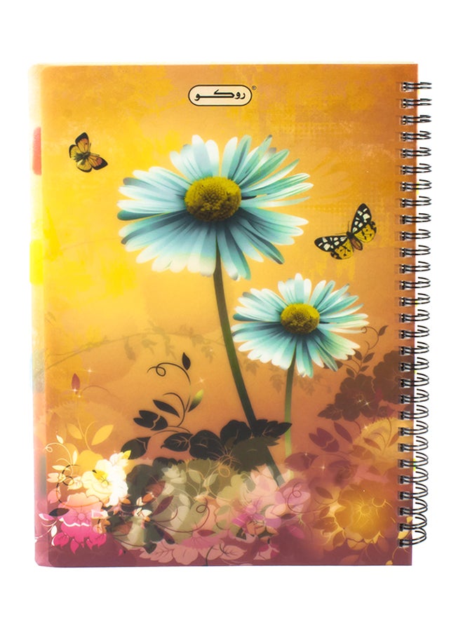 Square Ruled Spiral Bounded Notebook Orange/Blue/Green