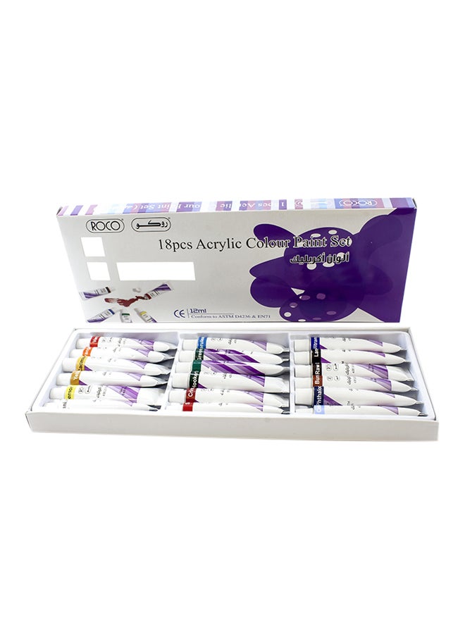ROCO 18-Piece Acrylic Colour Paint Tube Set Multicolour