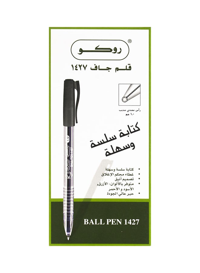 روكو طقم أقلام حبر سائل كروية الرأس مكون من 10 قطع شفاف/ أسود