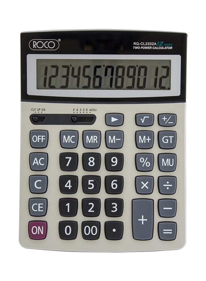 روكو آلة حاسبة مكتبية بشاشة سعة 12 رقماً أسود/ فضي