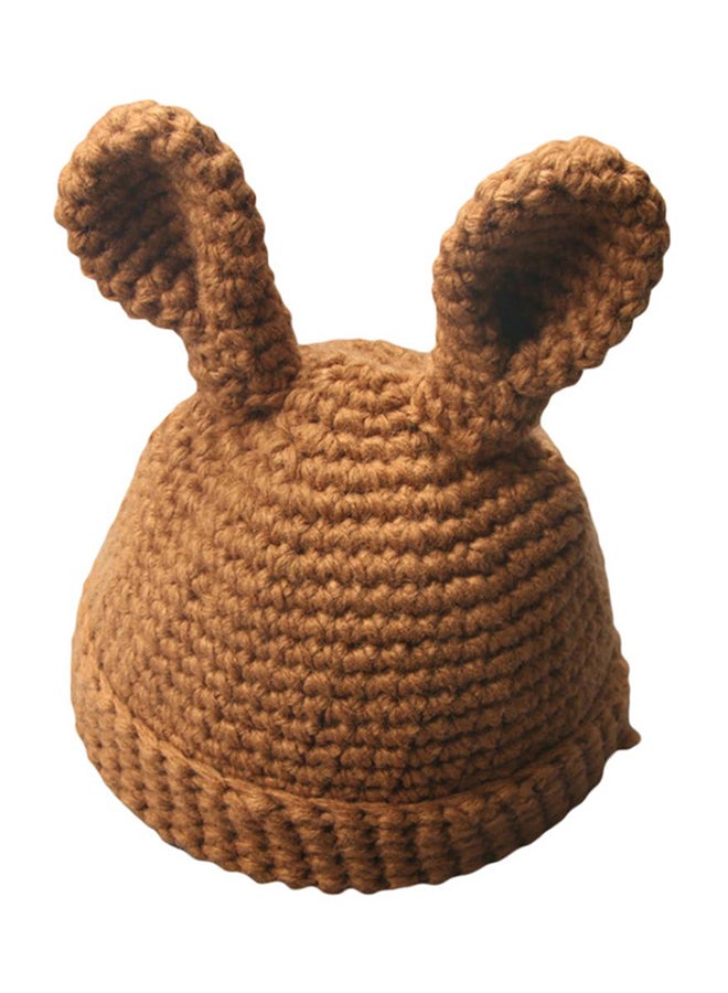 Bluelans - Cute Rabbit Ear Design Knitted Beanie Brown - Image 1