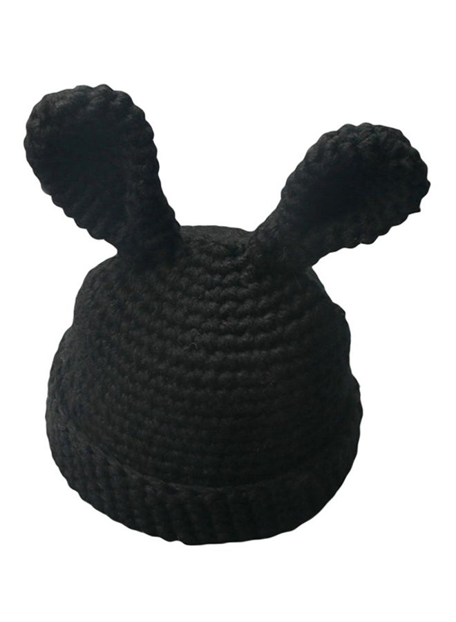 Bluelans - Cute Rabbit Ear Design Knitted Beanie Black - Image 1