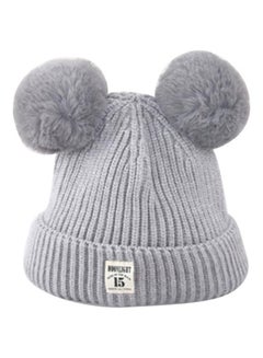Bluelans Cute Fur Ball Knitted Beanie Grey 