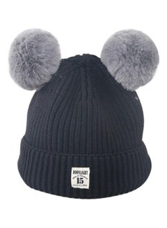 Bluelans Cute Fur Ball Knitted Beanie Grey/Black 