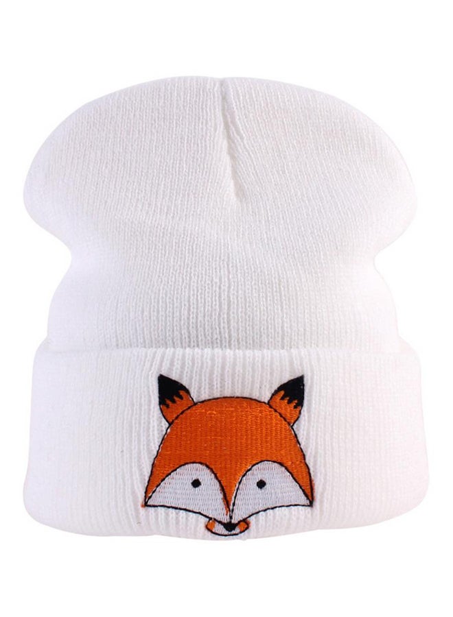 Bluelans Fox Pattern Warm Beanie White/Orange 