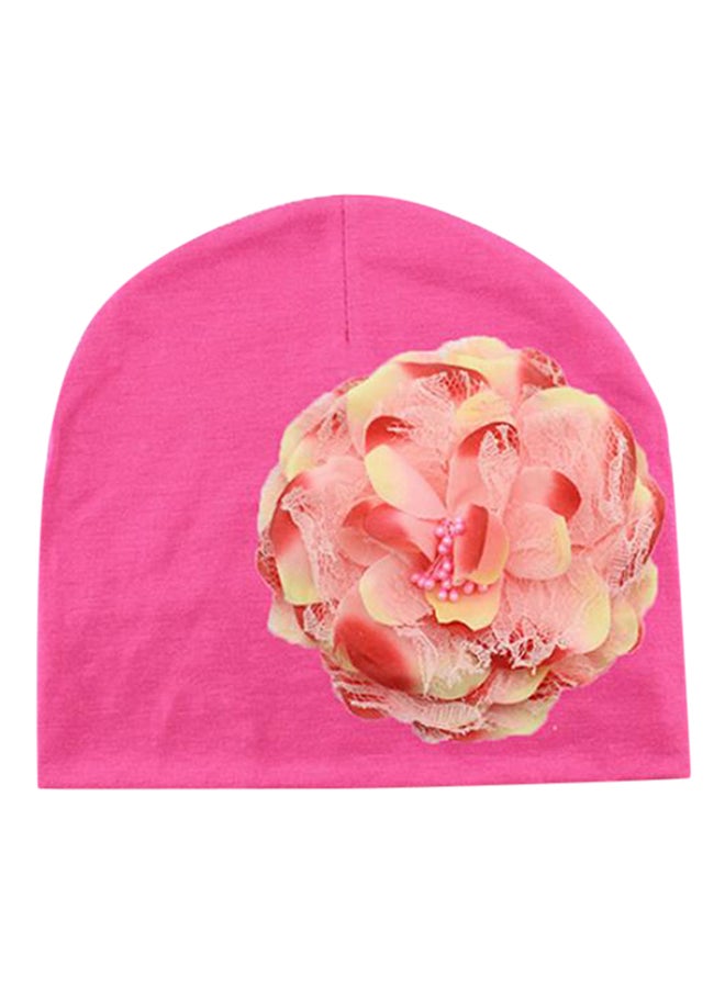 Bluelans Peony Flower Weave Beanie Pink/Red/Yellow 