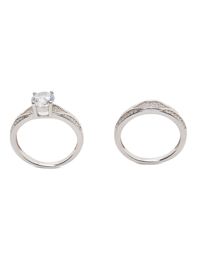 AK Jewels 925 Silver Wedding Ring Set  - Image 1