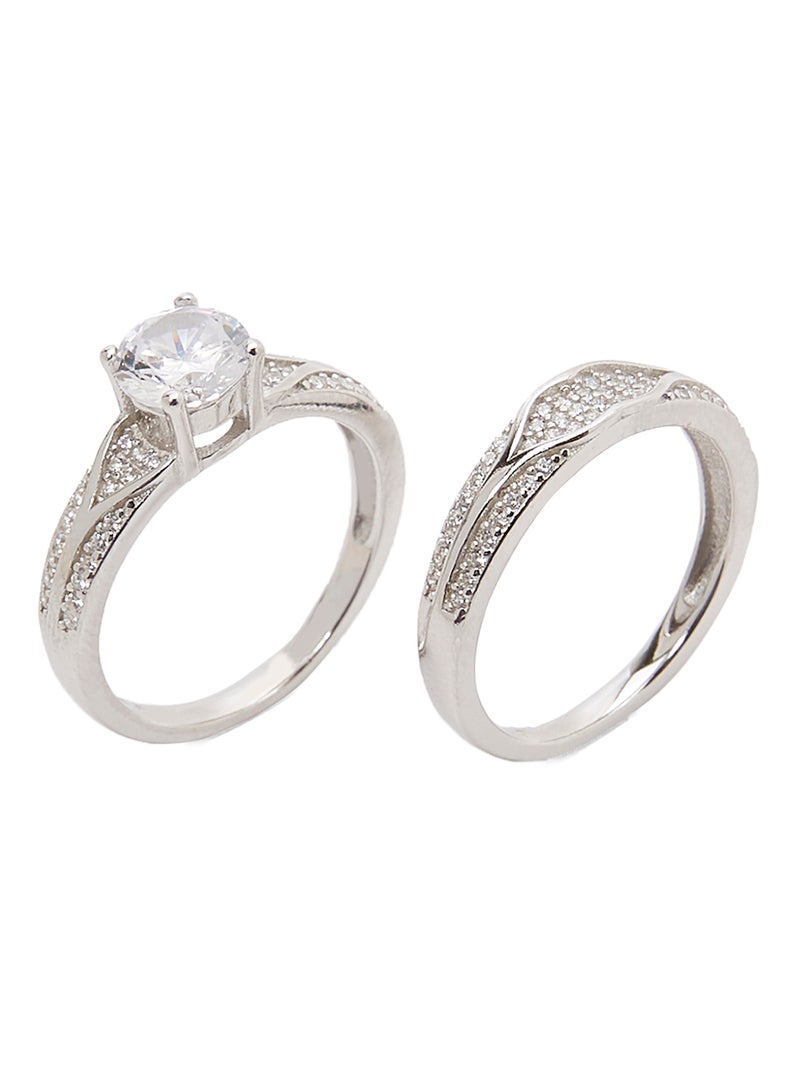 AK Jewels 925 Silver Wedding Ring Set  - Image 2
