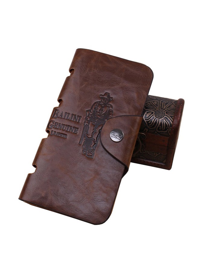 بايليني محفظة ثنائية الطي برسمة راعي البقر بني - Image 2