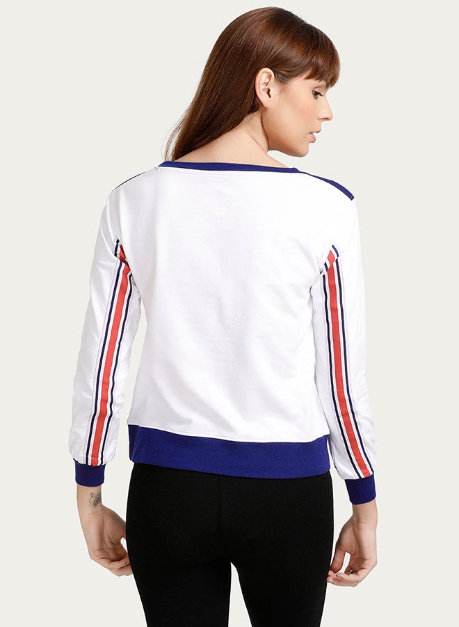 زيفامي سويت شيرت فضفاض بأكمام طويلة أبيض/أزرق - Image 2