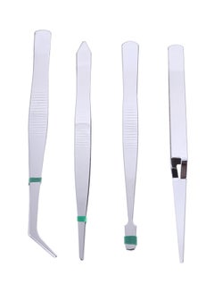 LAWAZIM 4-Piece Precision Tweezer Set Silver  - Image 1