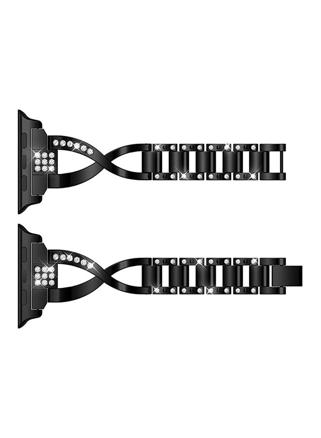 ISank - Replacement Bling Strap X-Link For Apple Watch Nike+/Series 1/2/3/Sport 38mm Black - Image 1