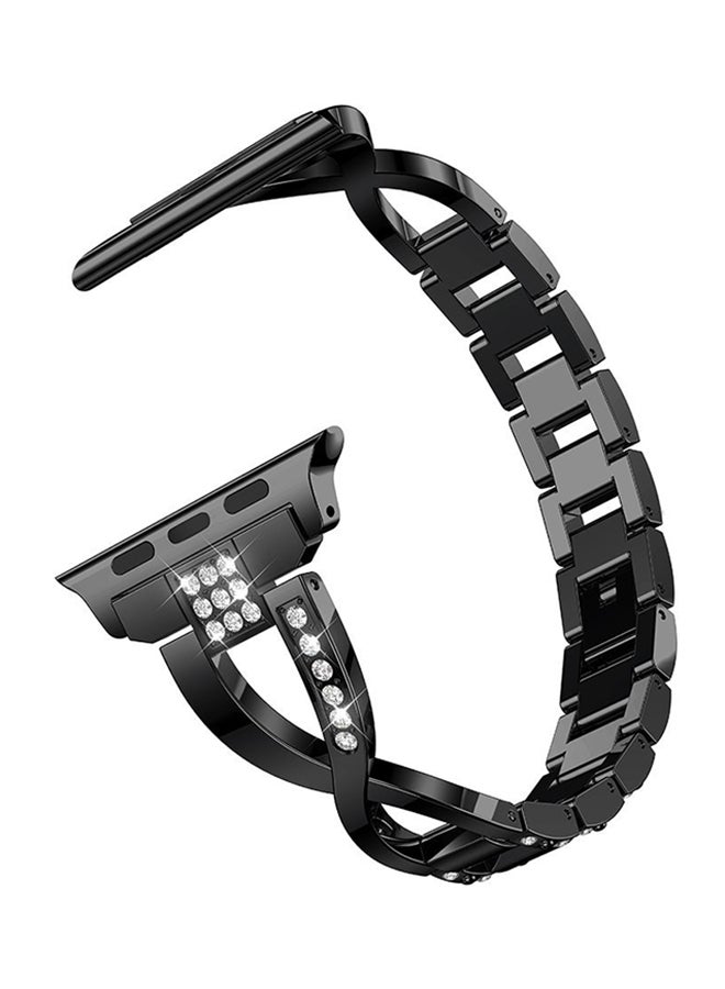 ISank - Replacement Bling Strap X-Link For Apple Watch Nike+/Series 1/2/3/Sport 42mm Black - Image 1