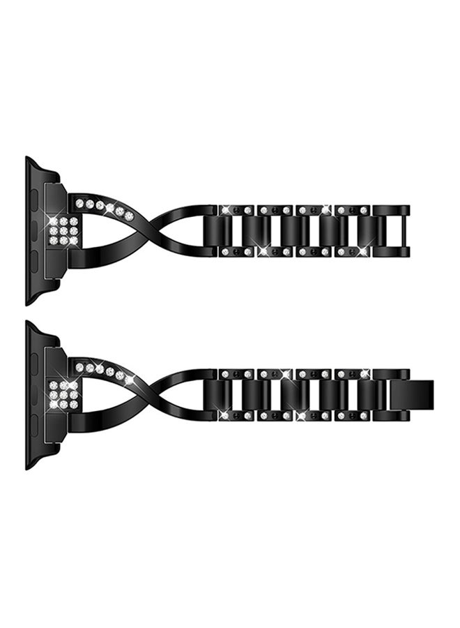 ISank - Replacement Bling Strap X-Link For Apple Watch Nike+/Series 1/2/3/Sport 42mm Black - Image 1