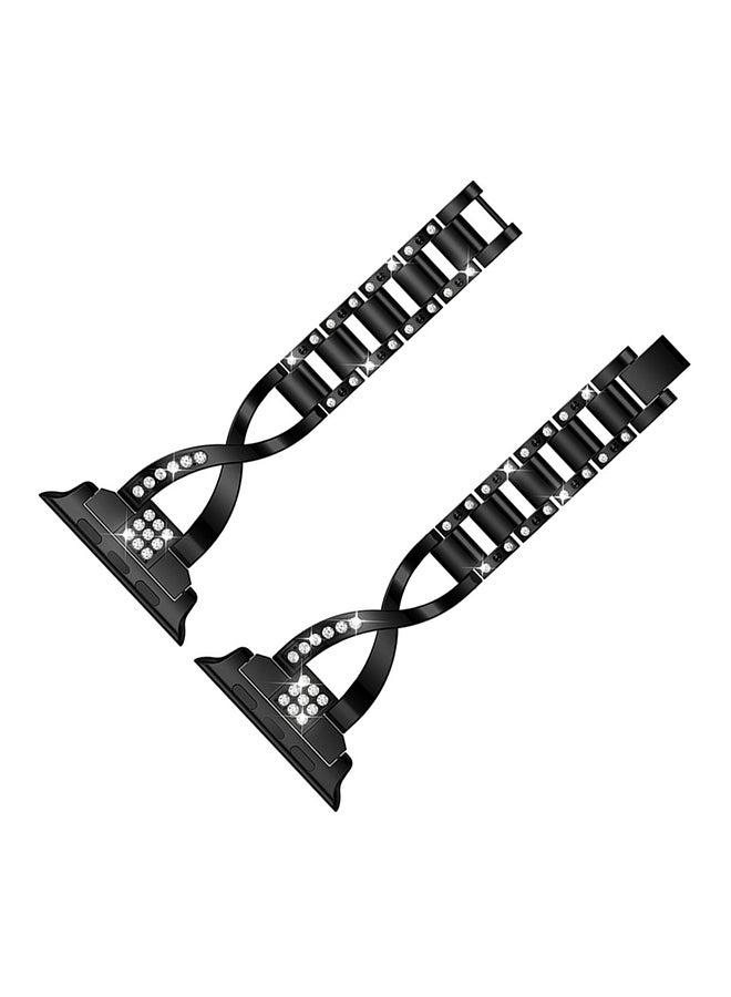 ISank - Replacement Bling Strap X-Link For Apple Watch Nike+/Series 1/2/3/Sport 42mm Black - Image 1