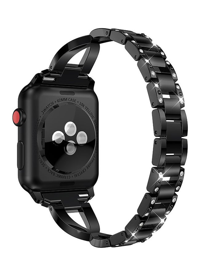 ISank - Replacement Bling Strap X-Link For Apple Watch Nike+/Series 1/2/3/Sport 42mm Black - Image 1