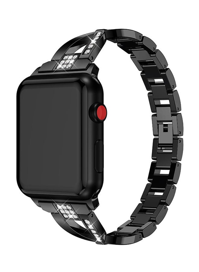 ISank - Replacement Bling Strap X-Link For Apple Watch Nike+/Series 1/2/3/Sport 42mm Black - Image 1