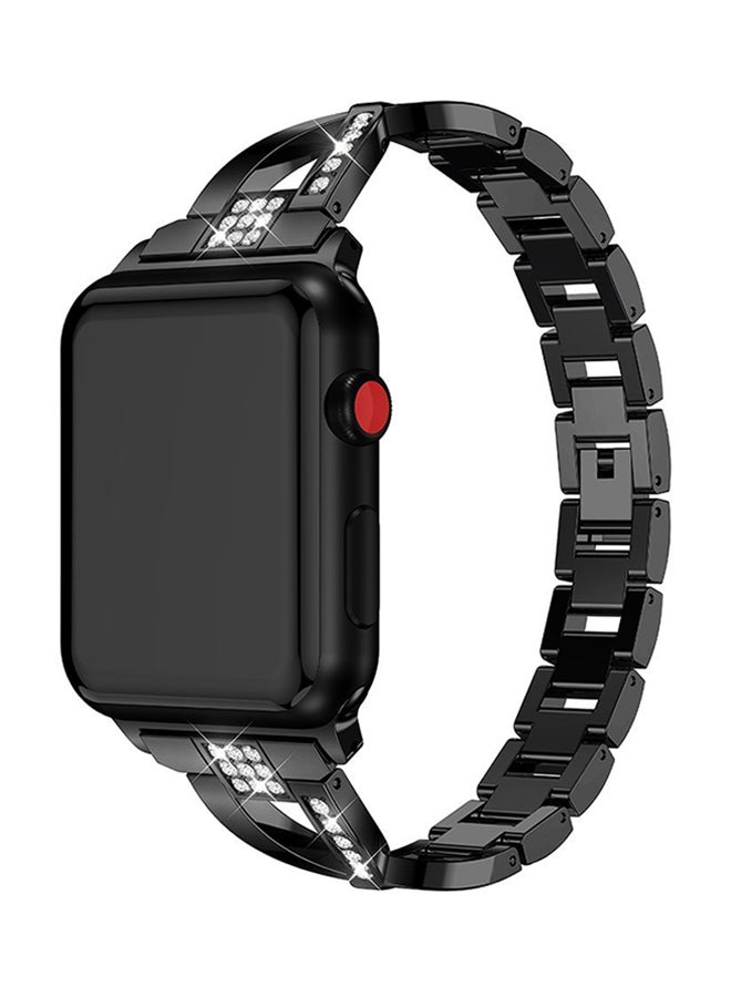 ISank - Replacement Bling Strap X-Link For Apple Watch Nike+/Series 1/2/3/Sport 38mm Black - Image 1