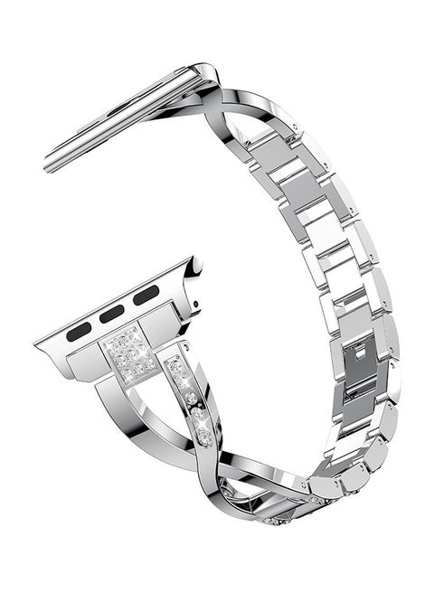 Replacement Bling Strap X-Link For Apple Watch Nike+/Series 1/2/3/Sport 38mm Silver