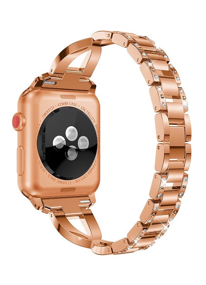 ISank Replacement Bling Strap X-Link For Apple Watch Nike+/Series 1/2/3/Sport 38mm Rose Gold  - Image 4