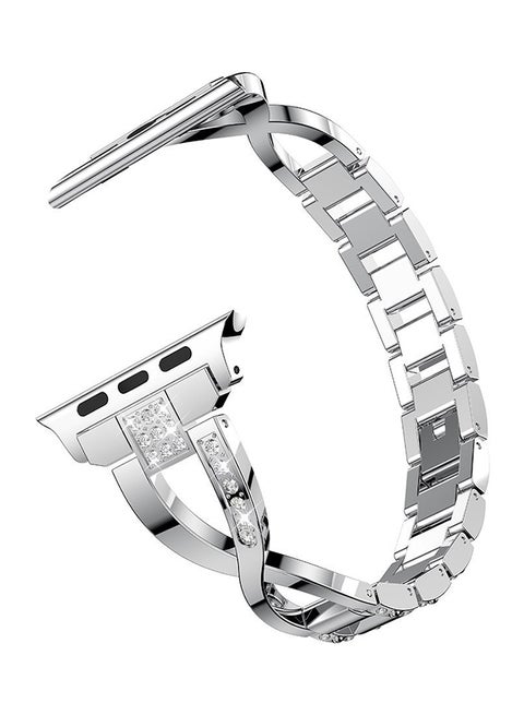 Replacement Bling Strap X-Link For Apple Watch Nike+/Series 1/2/3/Sport 42mm Silver