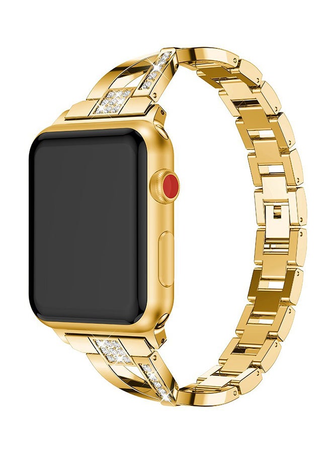 ISank - Replacement Bling Strap X-Link For Apple Watch Nike+/Series 1/2/3/Sport 42mm Gold - Image 1