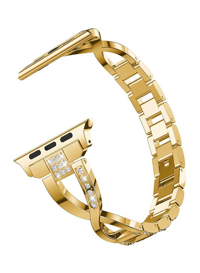 ISank - Replacement Bling Strap X-Link For Apple Watch Nike+/Series 1/2/3/Sport 42mm Gold - Image 1