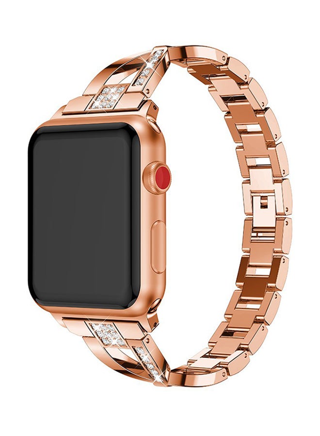 ISank - Replacement Bling Strap X-Link For Apple Watch Nike+/Series 1/2/3/Sport 42mm Rose Gold - Image 1