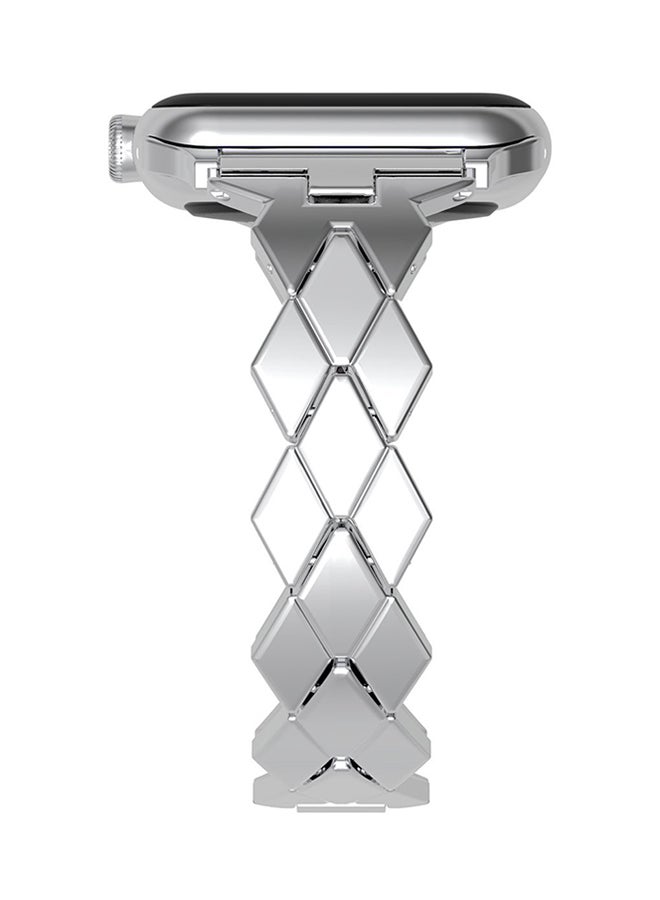 ISank Replacement Rhombus Design Band For Apple Watch Series 1/2/3 38mm Silver  - Image 2