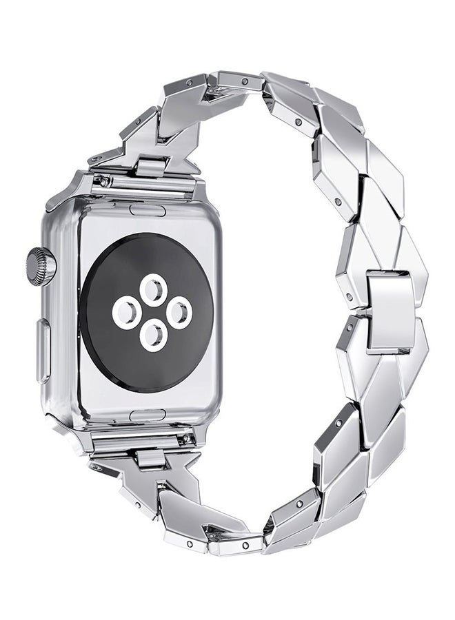 ISank Replacement Rhombus Design Band For Apple Watch Series 1/2/3 38mm Silver  - Image 3
