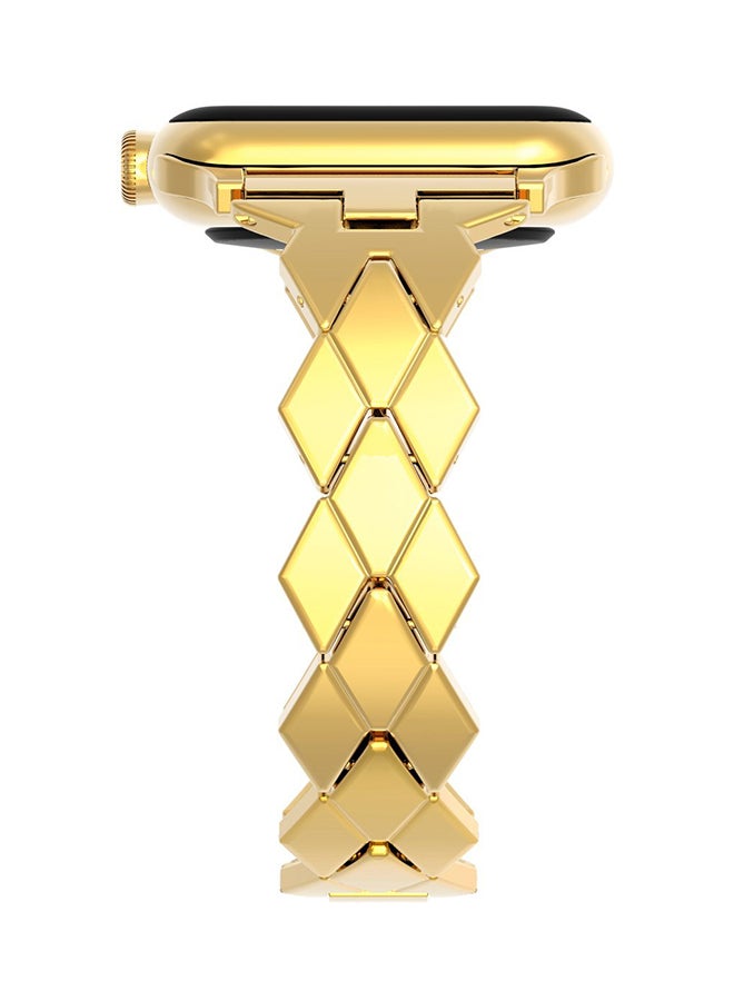 ISank Replacement Rhombus Design Band For Apple Watch Series 1/2/3 38mm Gold - Image 2
