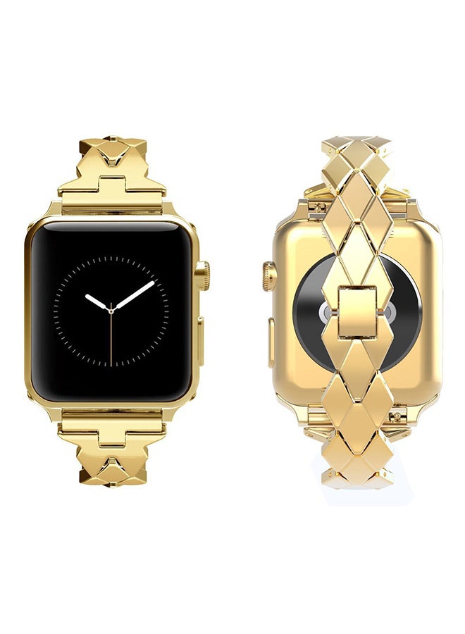ISank Replacement Rhombus Design Band For Apple Watch Series 1/2/3 38mm Gold - Image 4