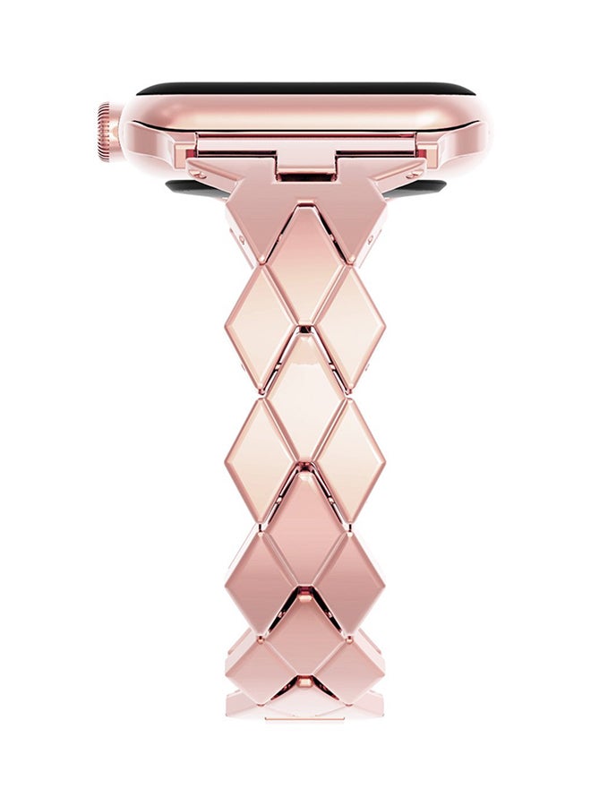 ISank Replacement Rhombus Design Band For Apple Watch Series 1/2/3 38mm Rose Gold  - Image 2