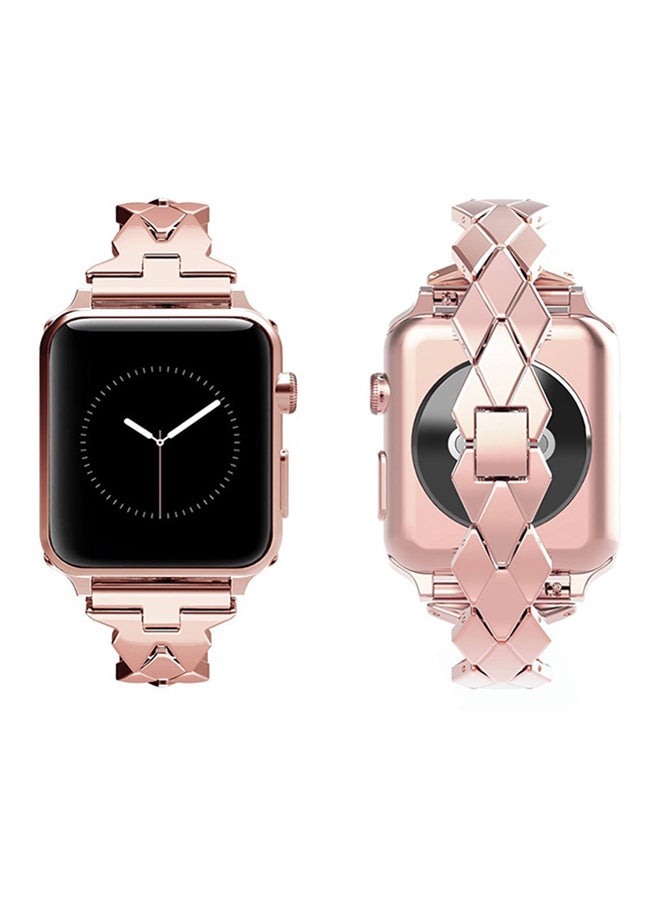 ISank Replacement Rhombus Design Band For Apple Watch Series 1/2/3 38mm Rose Gold  - Image 4