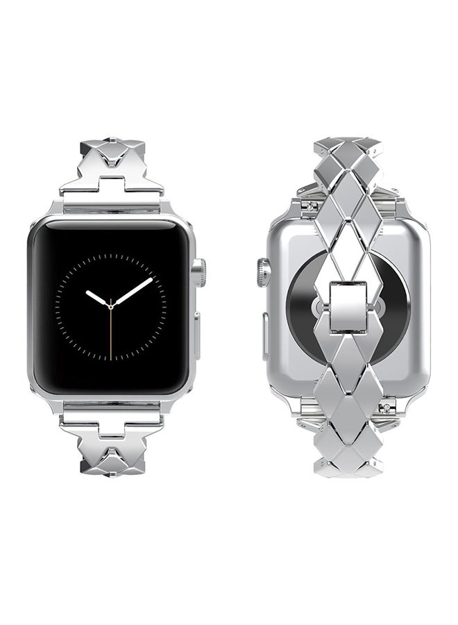 ISank Replacement Rhombus Design Band For Apple Watch Series 1/2/3 38mm Silver  - Image 4