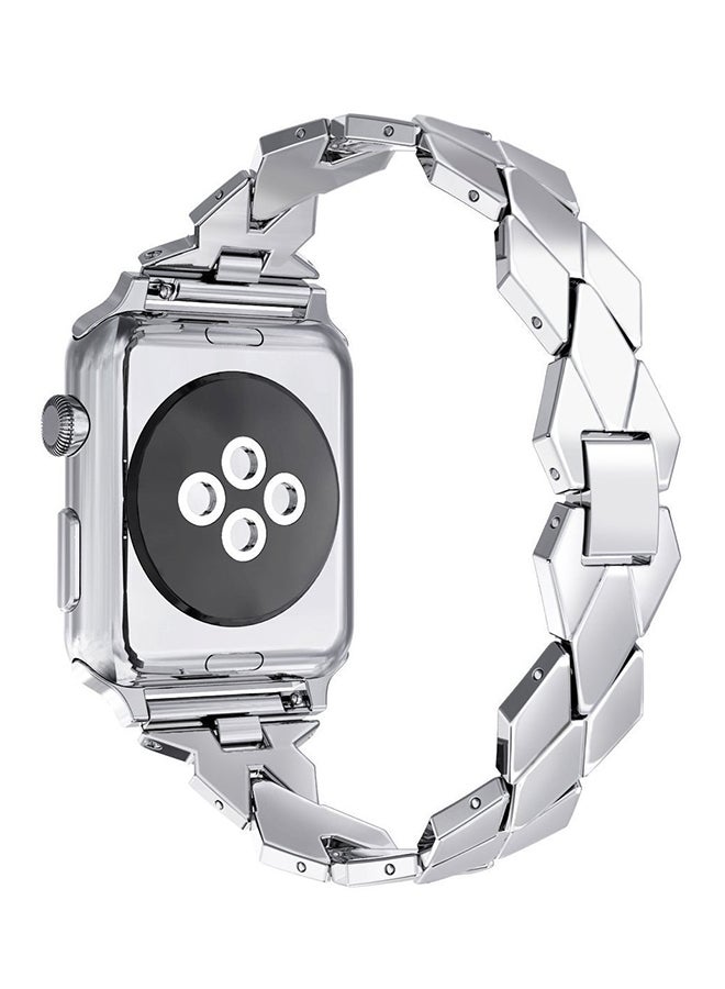 آيسانك سوار قابل للاستبدال بتصميمٍ على شكل معين لساعة أبل سلسلة 1/2/3 قياس 42 ملليمتراً فضي - Image 3