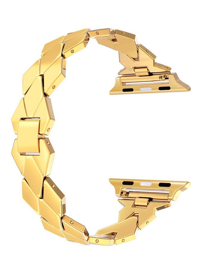 ISank Replacement Rhombus Design Band For Apple Watch Series 1/2/3 42mm Gold - Image 1