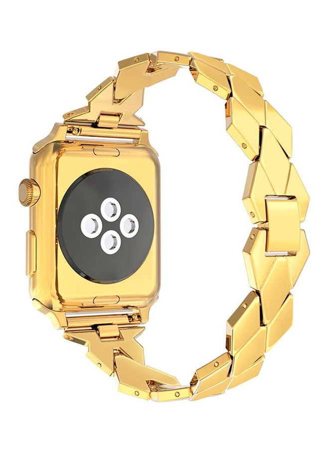 ISank Replacement Rhombus Design Band For Apple Watch Series 1/2/3 42mm Gold - Image 3
