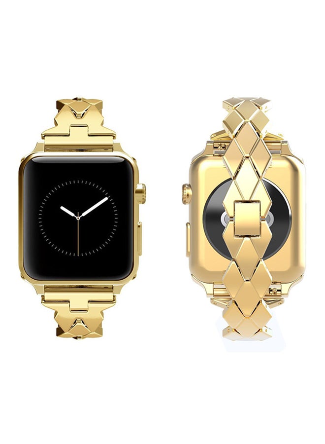 ISank Replacement Rhombus Design Band For Apple Watch Series 1/2/3 42mm Gold - Image 4