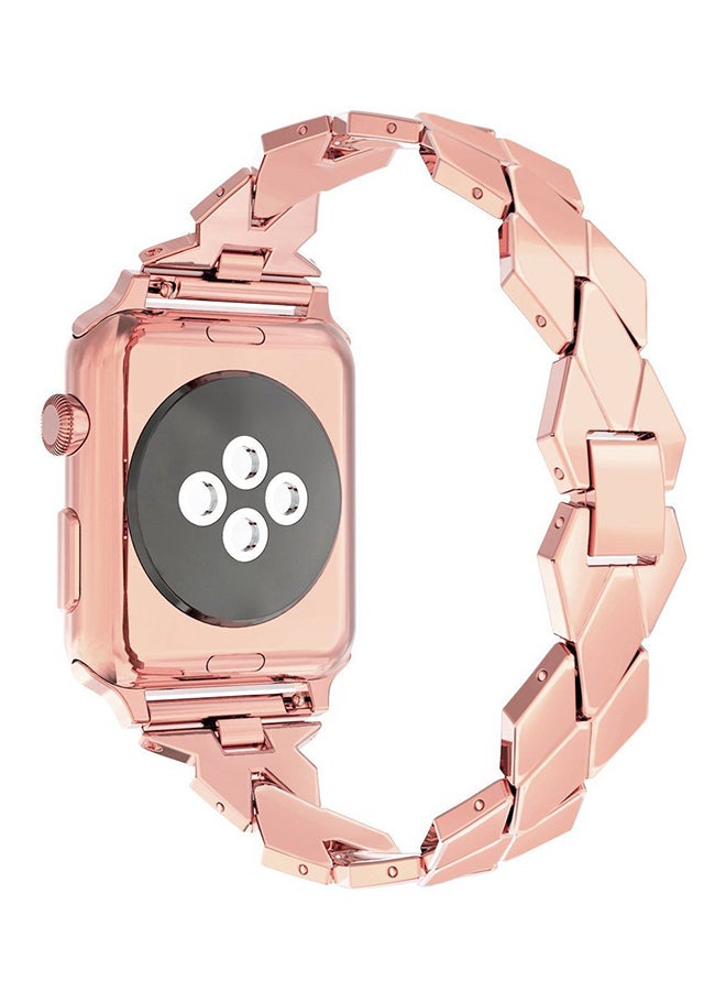 ISank Replacement Rhombus Design Band For Apple Watch Series 1/2/3 38mm Rose Gold  - Image 3