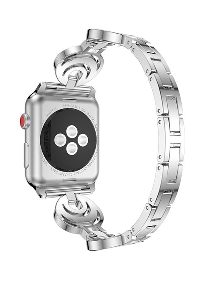 ISank Replacement Crescent Type Band For Apple Watch Series 1/2/3 38mm Silver  - Image 2