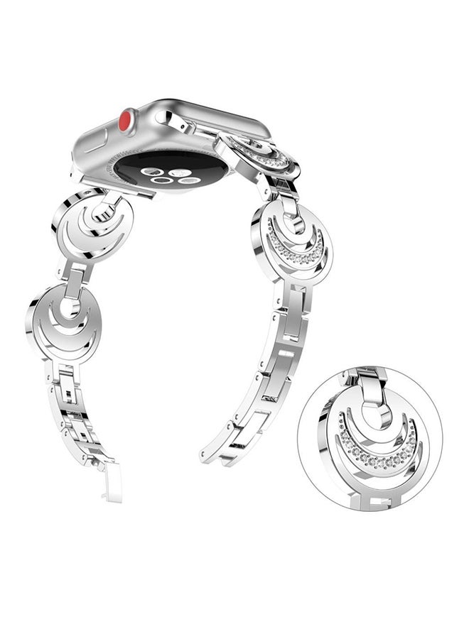 ISank Replacement Crescent Type Band For Apple Watch Series 1/2/3 38mm Silver  - Image 3