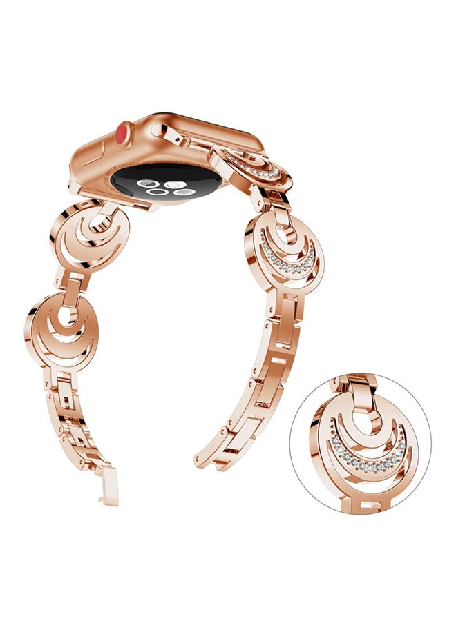 ISank Replacement Crescent Type Band For Apple Watch Series 1/2/3 38mm Rose Gold - Image 3
