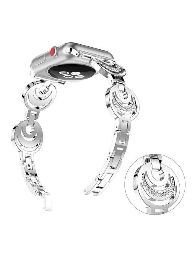 ISank Replacement Crescent Type Band For Apple Watch Series 1/2/3 42mm Silver  - Image 3
