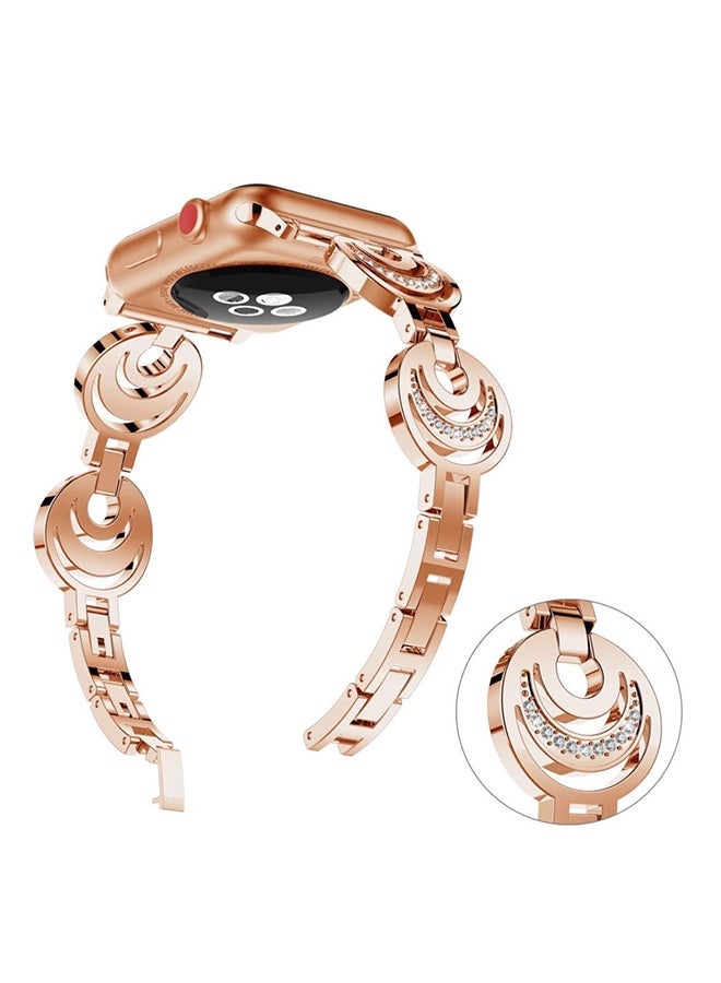 ISank Replacement Crescent Type Band For Apple Watch Series 1/2/3 42mm Rose Gold  - Image 3