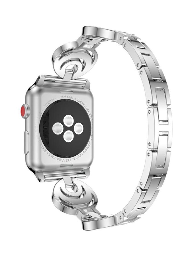ISank Replacement Crescent Type Band For Apple Watch Series 1/2/3 42mm Silver  - Image 2
