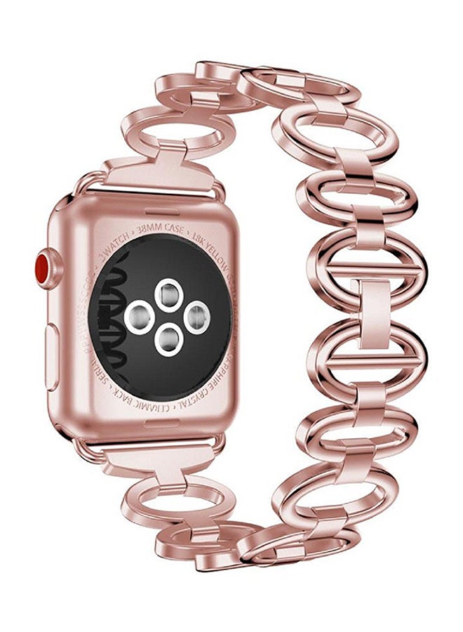 آيسانك سوار قابل للاستبدال بوصلات بيضوية لساعة أبل سلسلة 3 قياس 38 ملليمتراً ذهبي وردي - Image 3