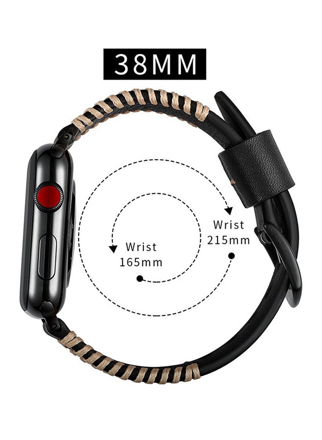 ISank - Vintage Replacement Watch Band For Apple Watch Series 3/2/1 38mm Black - Image 1