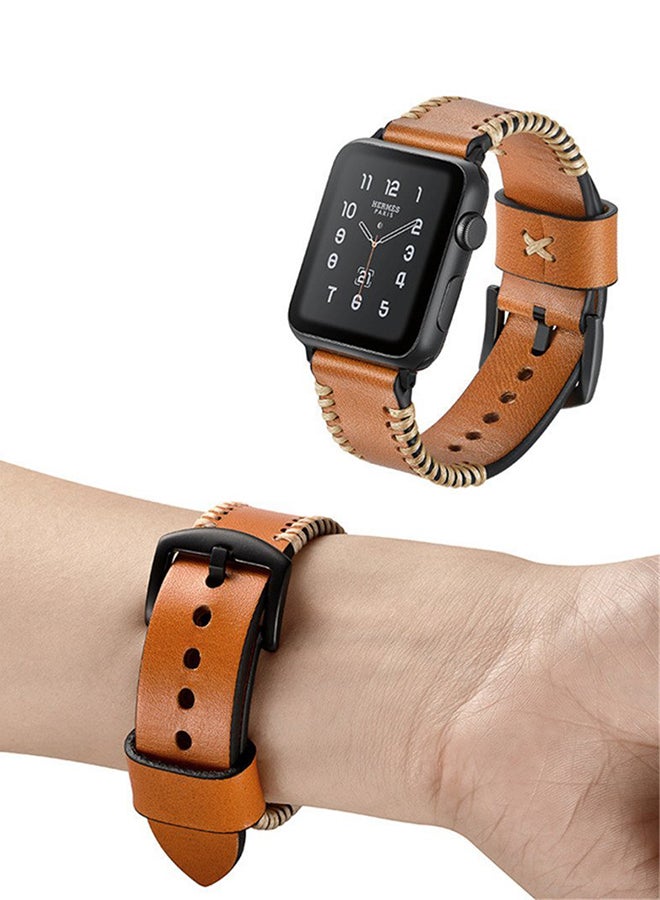 ISank - Vintage Replacement Watch Band For Apple Watch Series 3/2/1 38mm Brown - Image 1