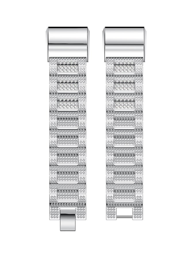 ISank Replacement Watch Bracelet For Fitbit Charge 2 Silver - Image 2